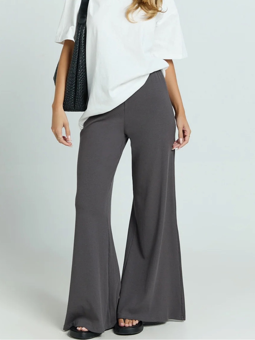 Showpo Charcoal Wide Leg Pull-On Pants